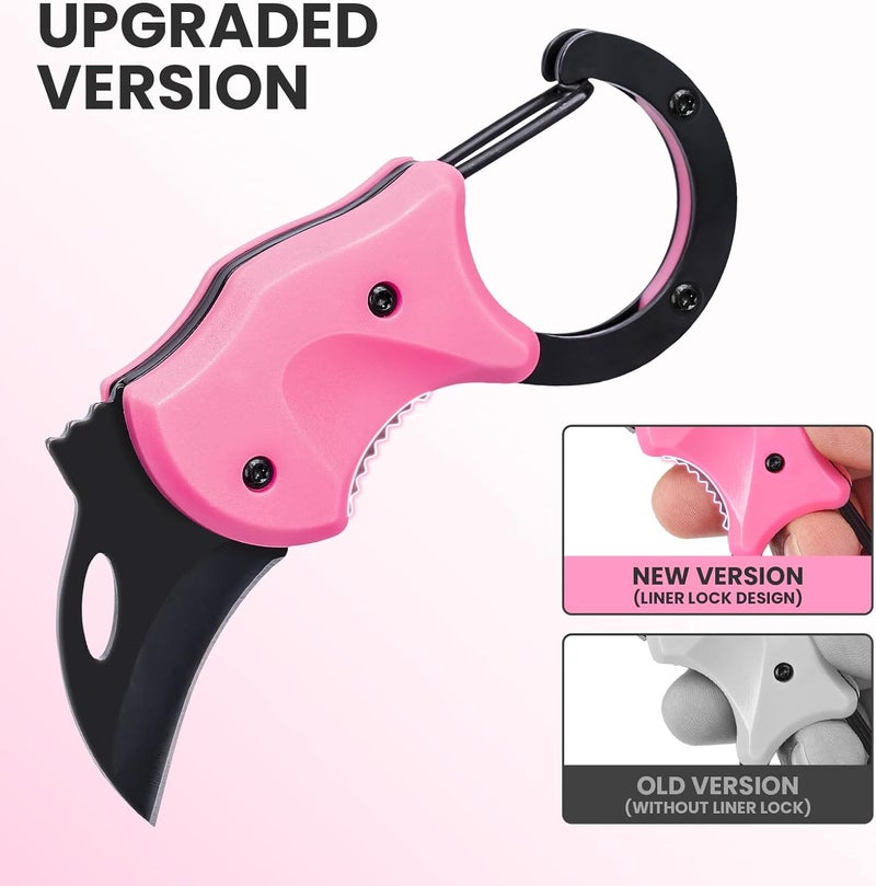 FUNBRO Pink Keychain Knife Stocking Stuffers Gifts for Mom, Cute Box Cutter Small Pocket Knife Gadgets, EDC Knives Tool with 1.34 inch Sharp Blade for Everyday Carry, Womens Christmas Gift for Her - Image 2